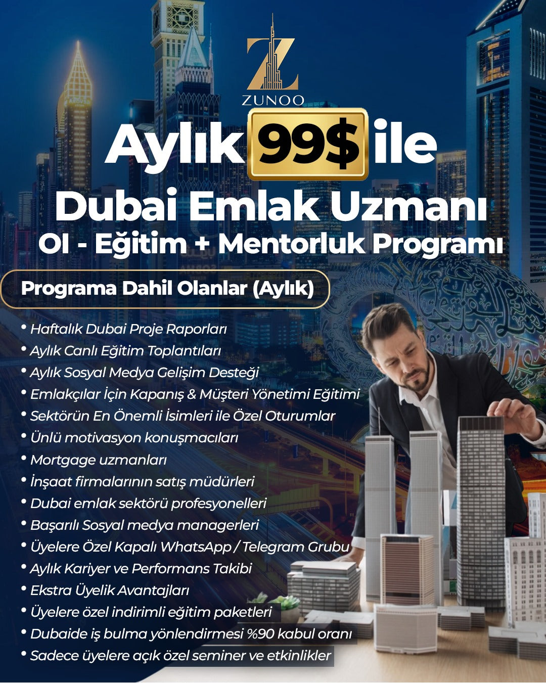 Aylık 99$ ile Dubai Emlak Uzmanı Ol – Eğitim + Mentorluk Programı